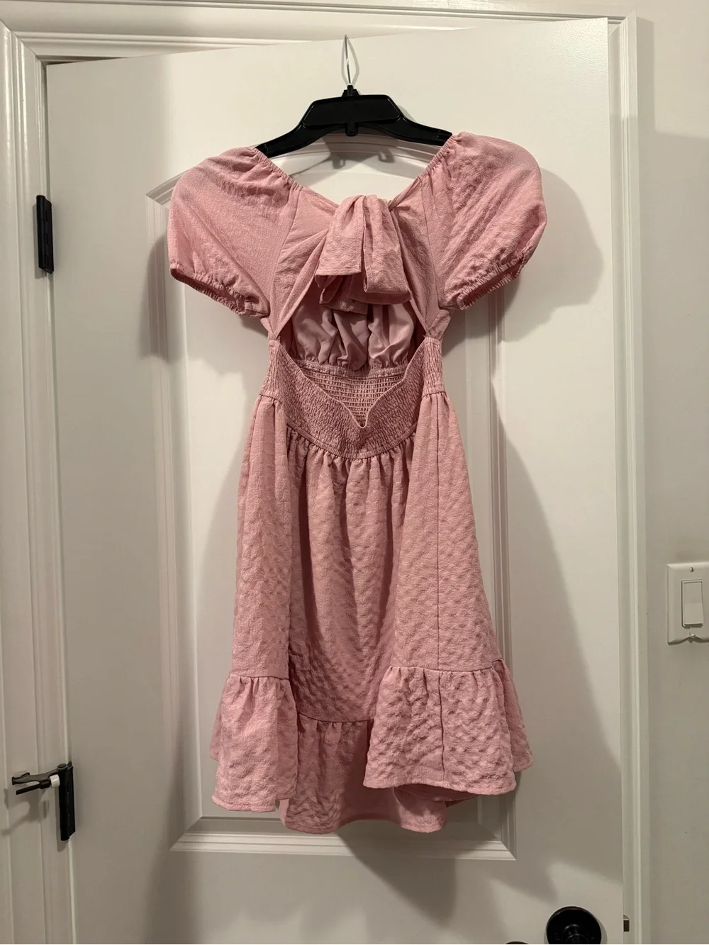 Girls' Dusty Pink Smocked Waist Casual Dress